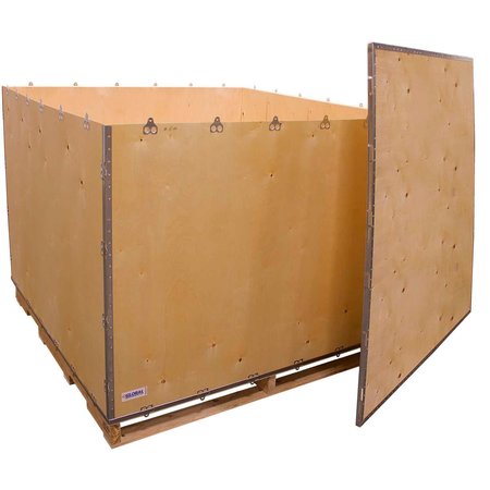 GLOBAL INDUSTRIAL 6 Panel Shipping Crate w/ Lid & Pallet, 60L x 60W x 48H B2352206